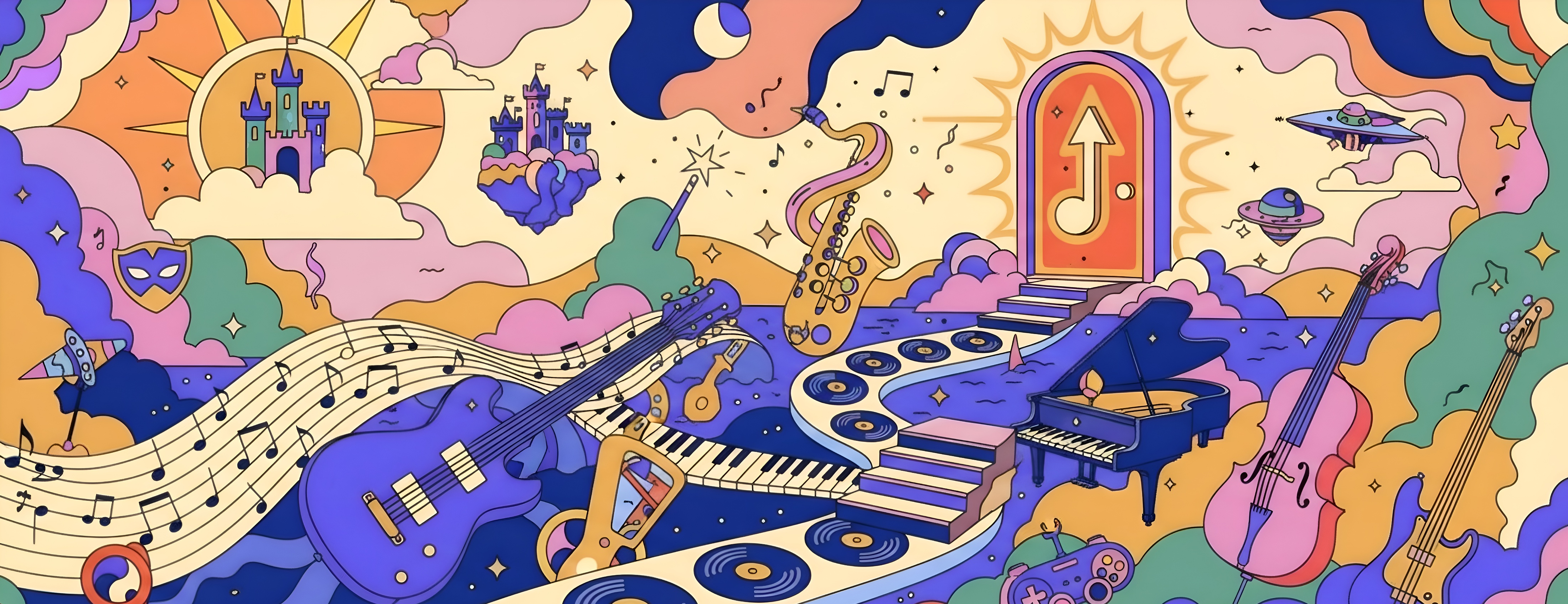 Musical illustration banner high quality